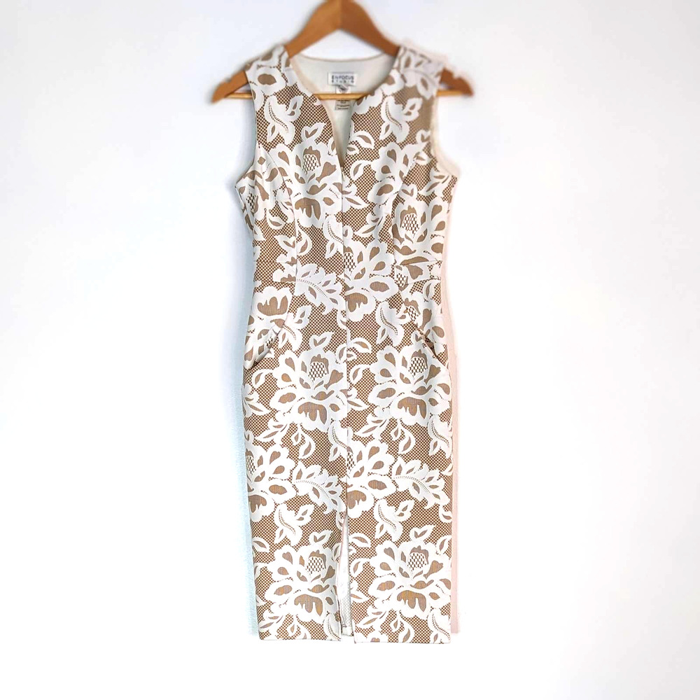 Tan and White Lace Dress with Pockets Enfocus Studio 6